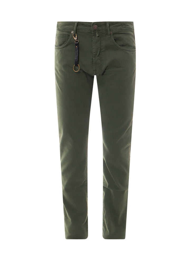 Pantalone in cotone stretch con patch logo posteriore in suede