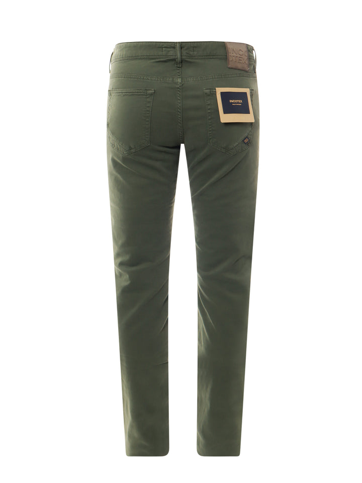 Pantalone in cotone stretch con patch logo posteriore in suede