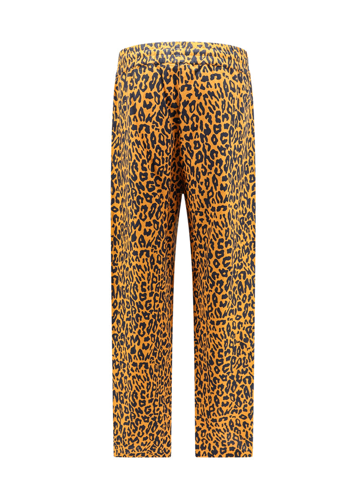 Pantalone in lino e cotone con stampa animalier