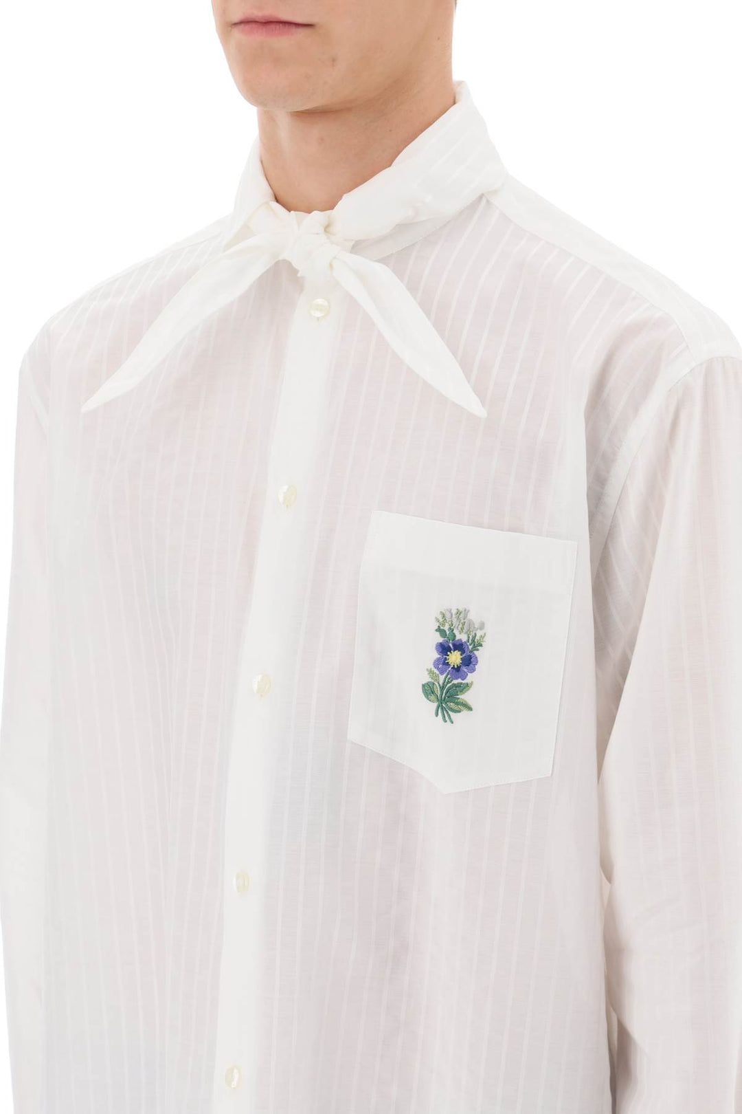 Camicia A Righe Con Collo A Fazzoletto - Etro - Uomo