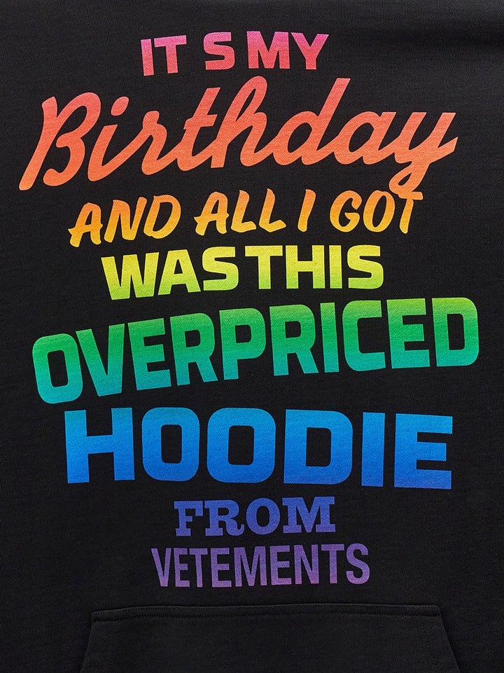 Overpriced Birthday Hoodie Felpe Nero