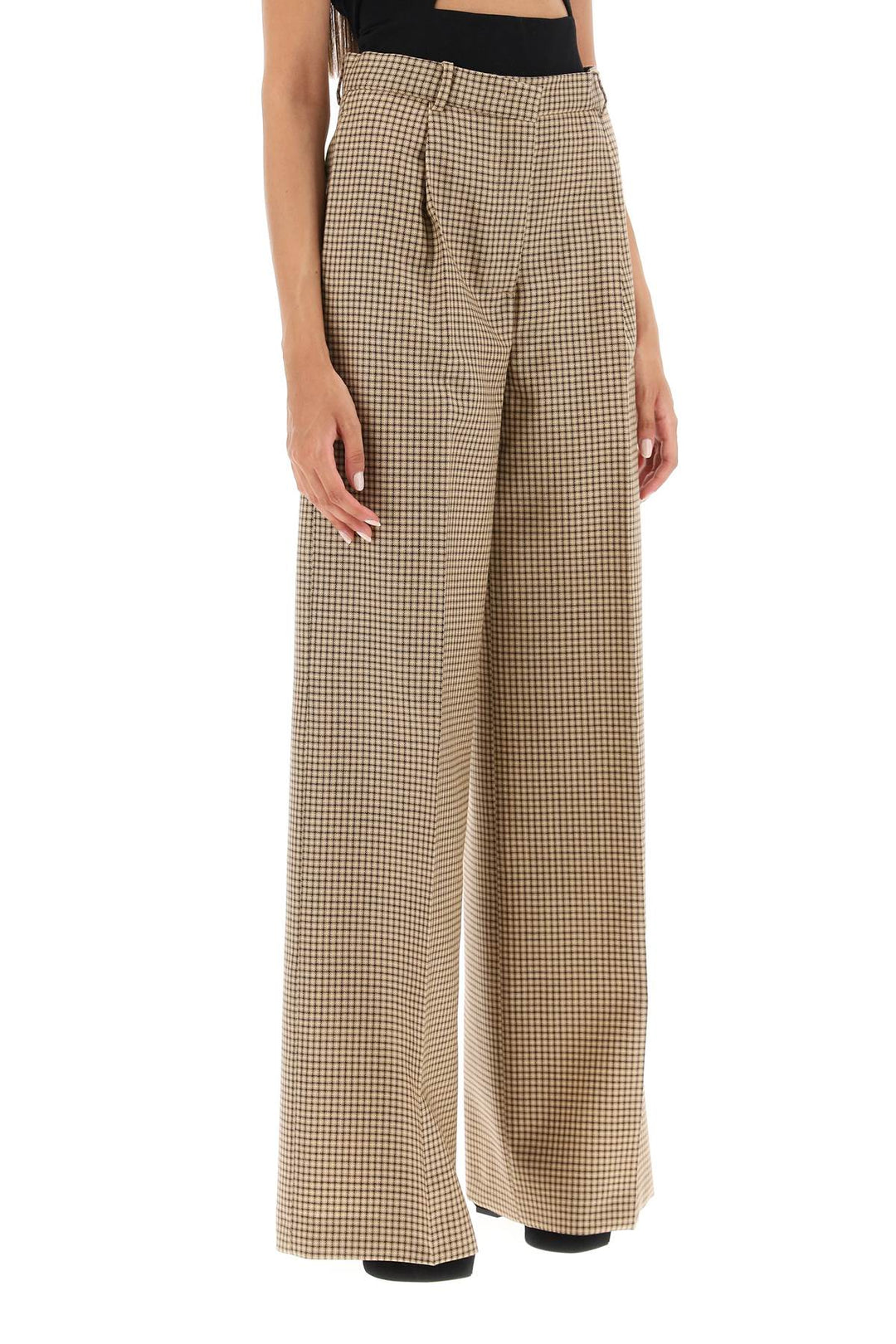 Pantaloni A Gamba Ampia Con Motivo A Quadri - MSGM - Donna