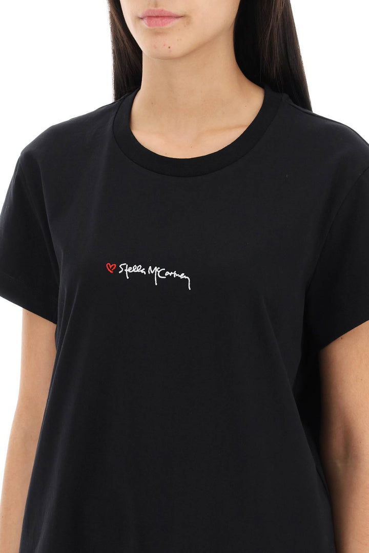 T Shirt Con Firma Ricamata - Stella Mc Cartney - Donna