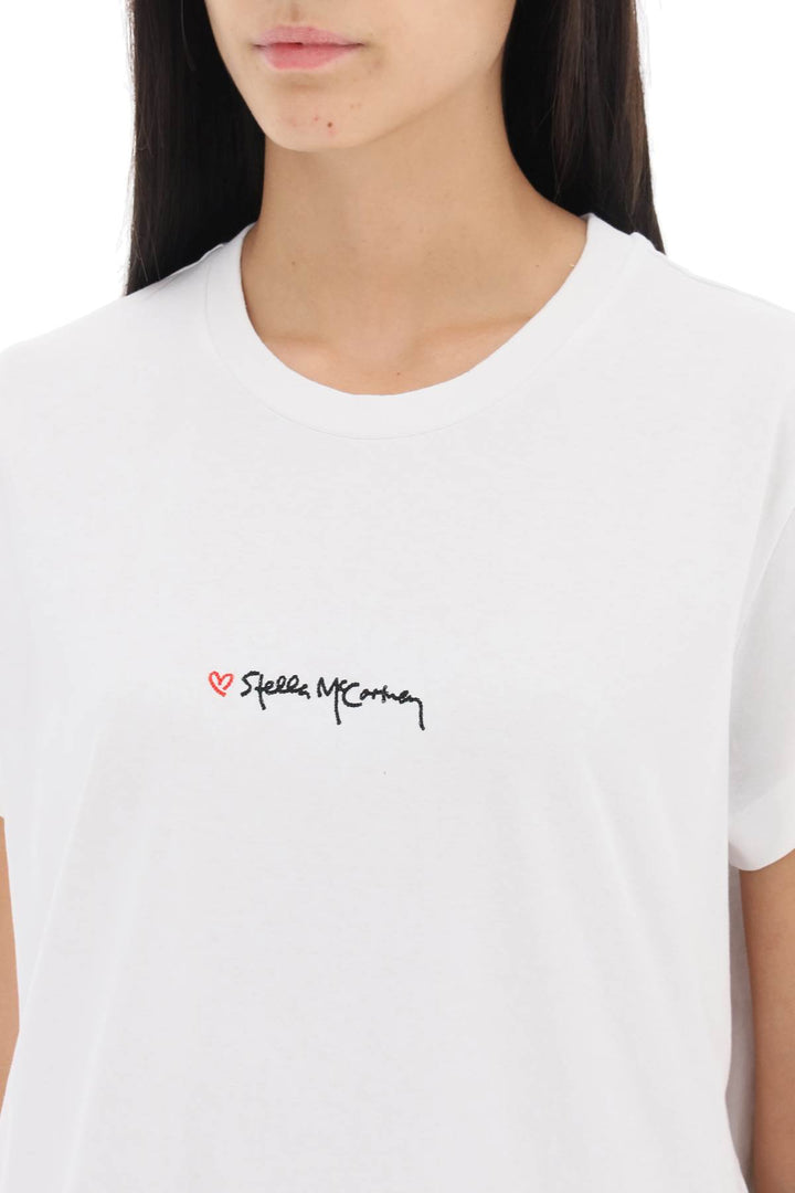 T Shirt Con Firma Ricamata - Stella Mc Cartney - Donna