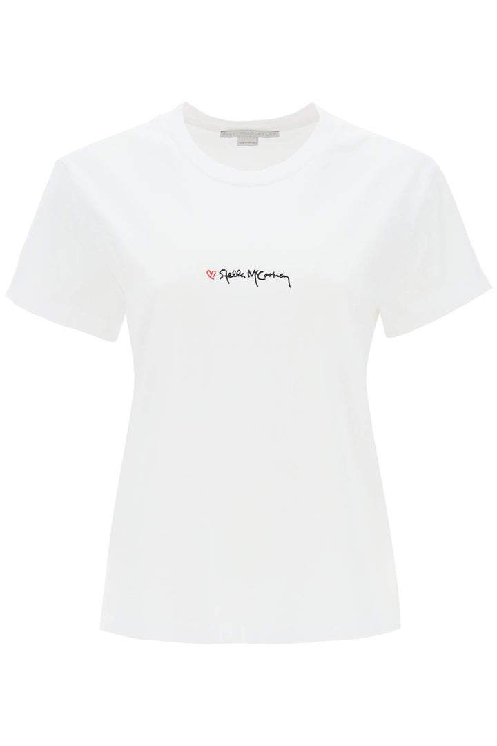 T Shirt Con Firma Ricamata - Stella Mc Cartney - Donna