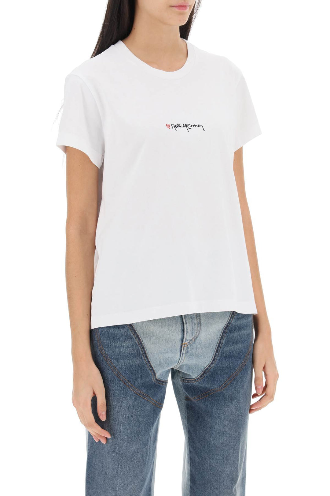 T Shirt Con Firma Ricamata - Stella Mc Cartney - Donna