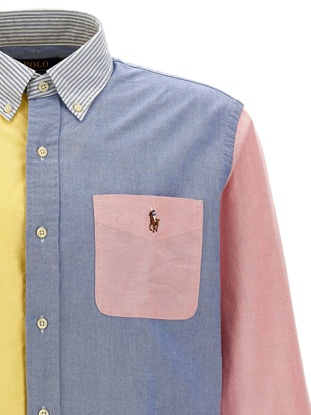 Patchwork Shirt With Logo Embroidery Camicie Multicolor