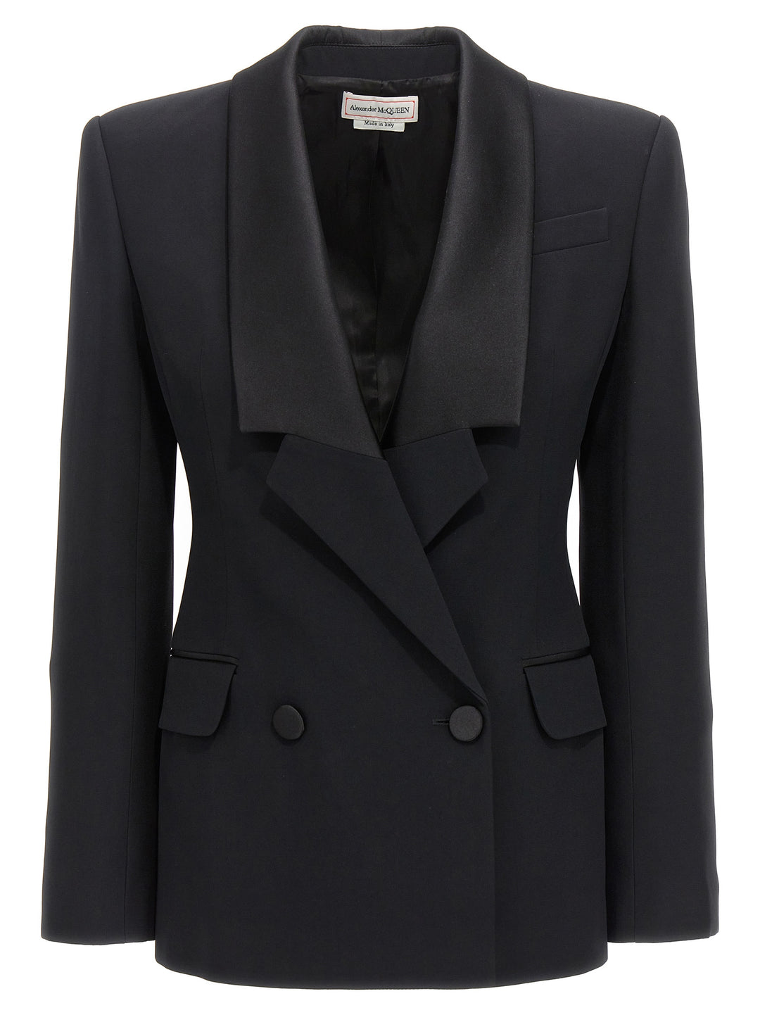 Double-Breasted Blazer With Satin Details Giacche Nero