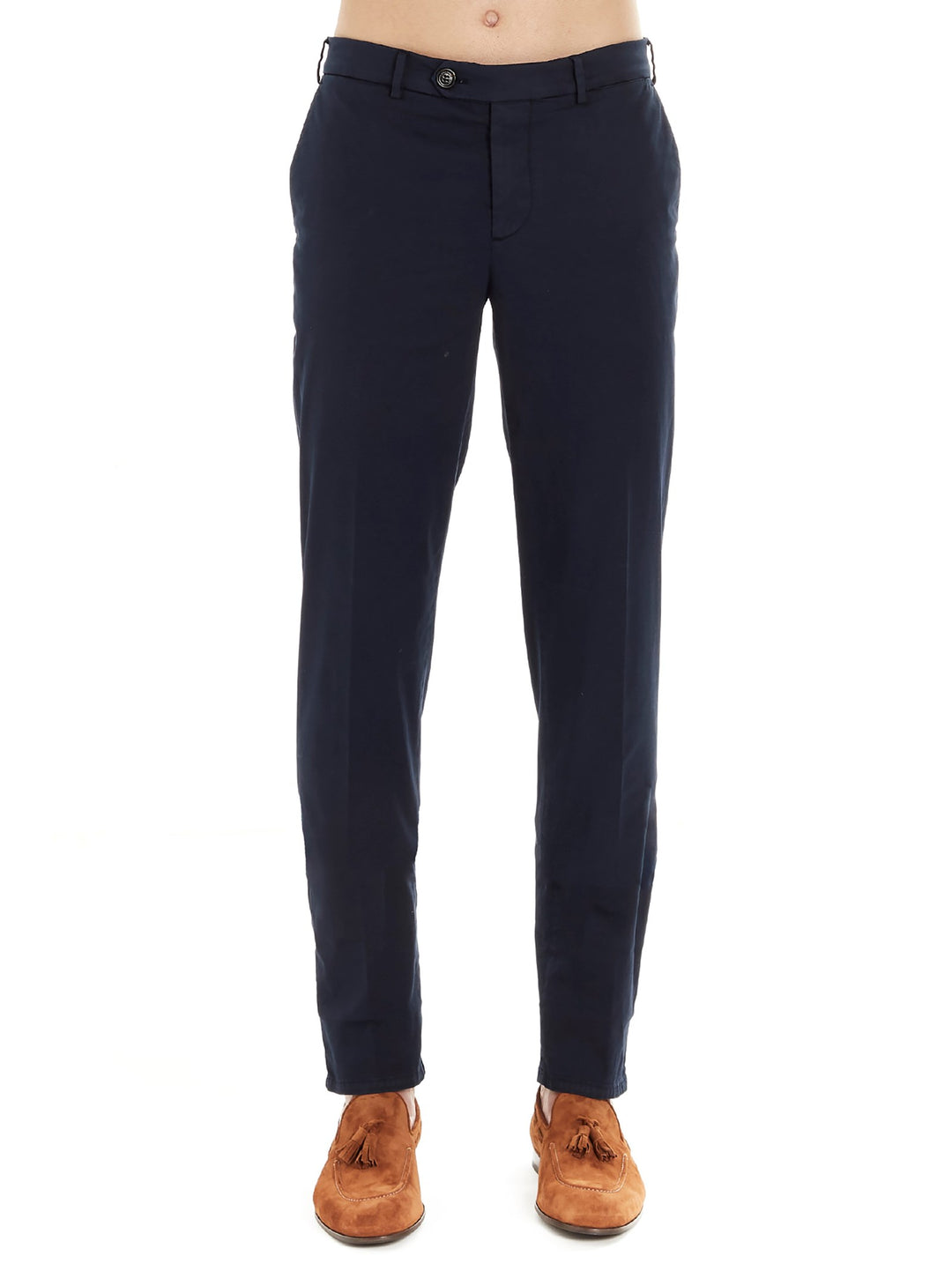 Flat Front Pantaloni Blu