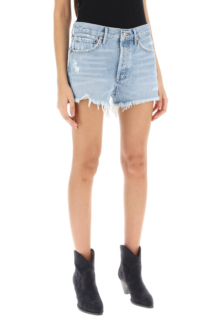 Shorts Parker In Denim Distressed - Agolde - Donna