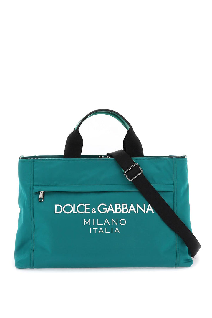 Borsone In Nylon Con Logo Gommato - Dolce & Gabbana - Uomo