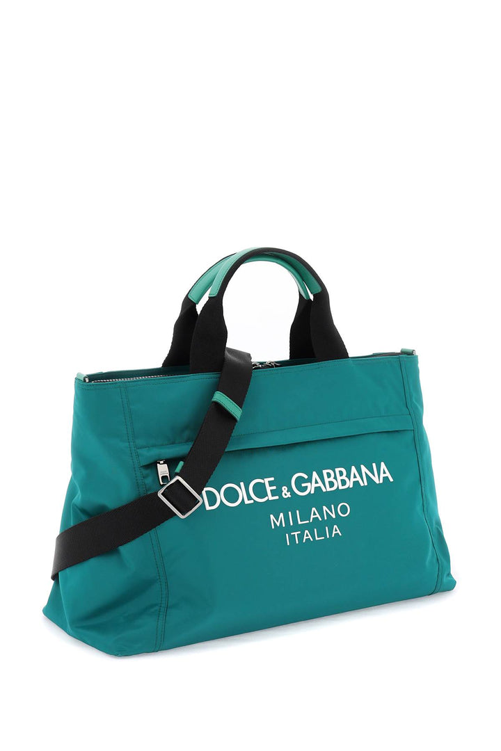 Borsone In Nylon Con Logo Gommato - Dolce & Gabbana - Uomo