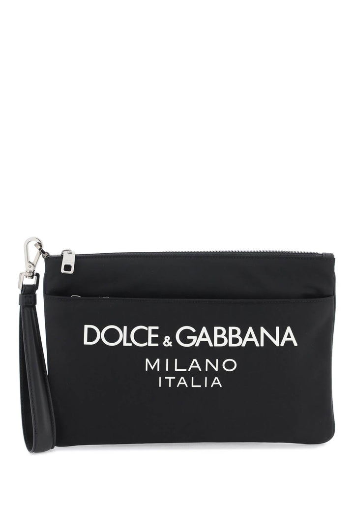 Pouch In Nylon Con Logo Gommato - Dolce & Gabbana - Uomo