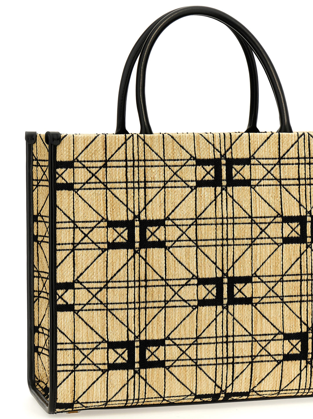 Logo Jacquard Shopping Bag Tote Nero