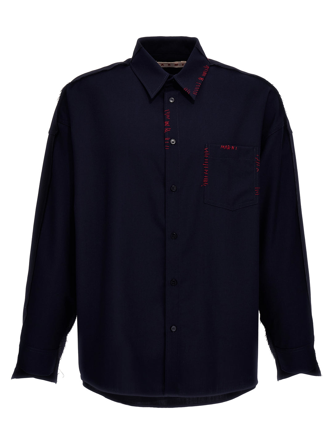 Cool Wool Shirt With Contrast Stitching Maglioni Multicolor