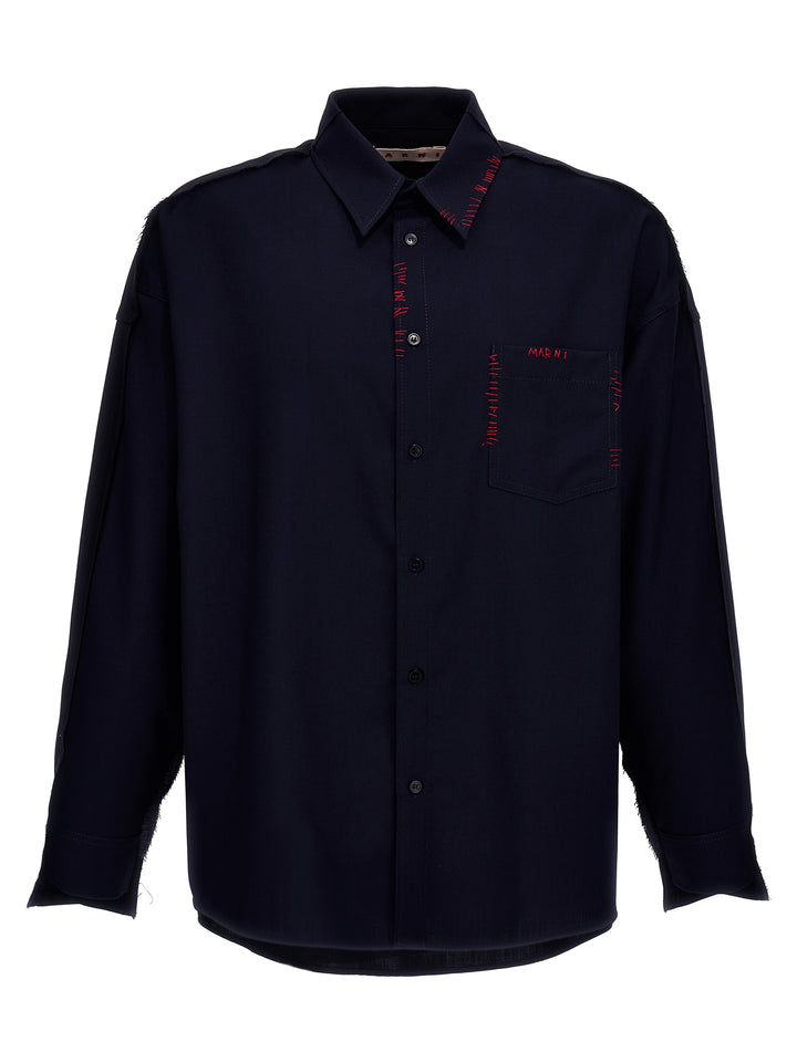 Cool Wool Shirt With Contrast Stitching Maglioni Multicolor