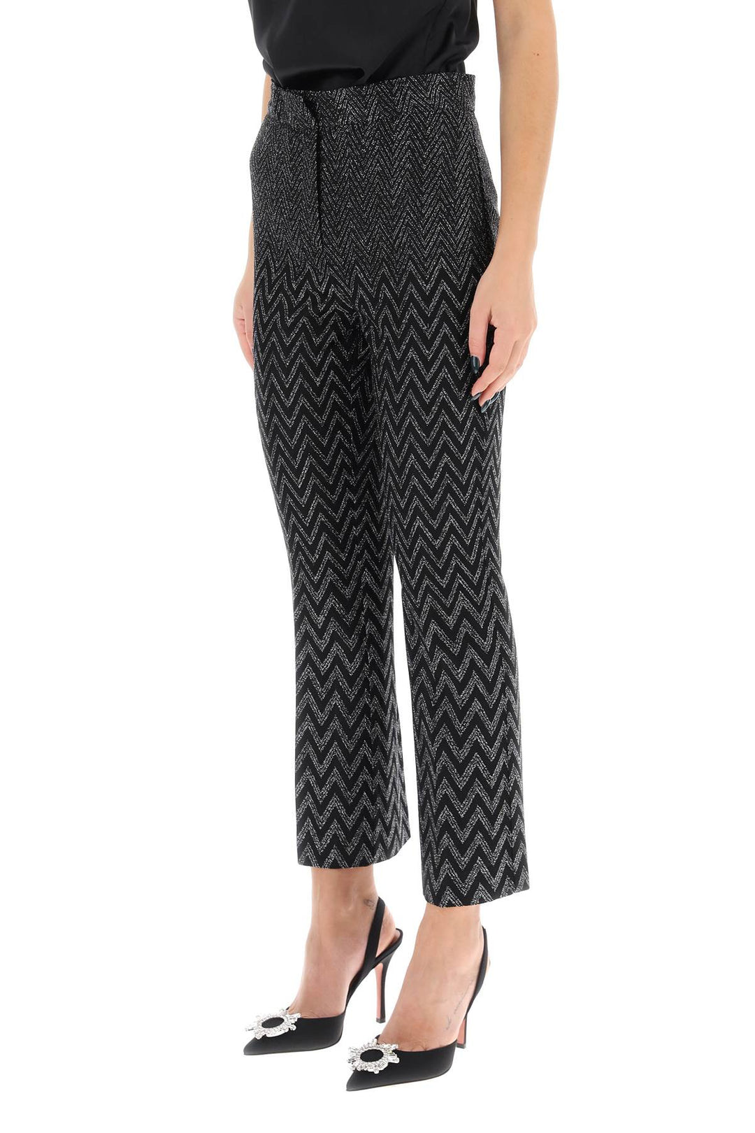 Pantaloni Cropped Con Motivo Zig Zag In Lurex - Missoni - Donna