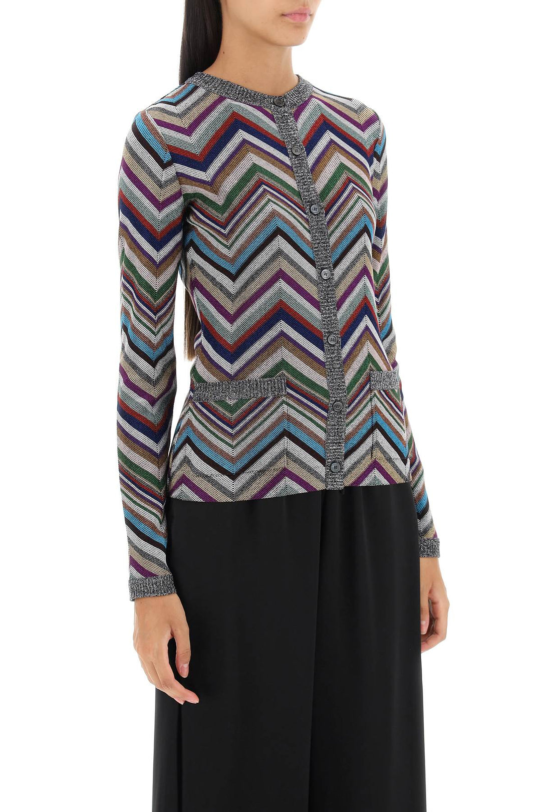 Cardigan In Filato Lurex Con Motivo Chevron - Missoni - Donna