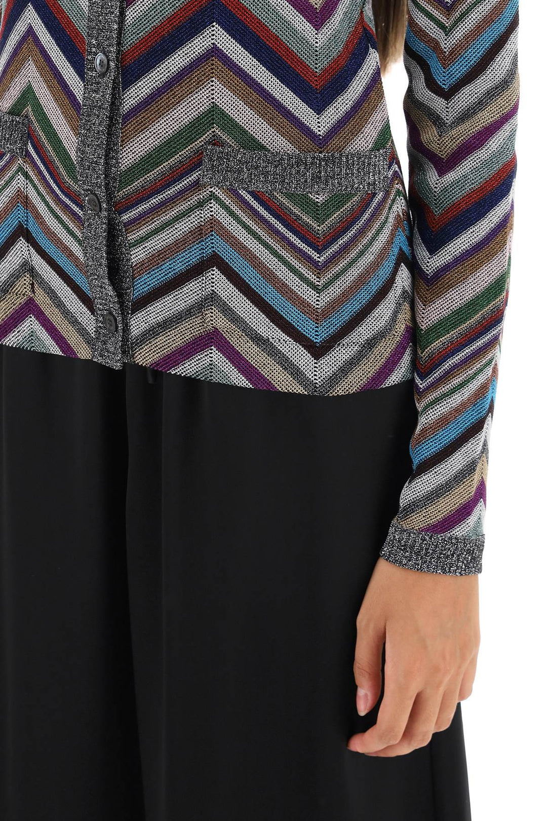 Cardigan In Filato Lurex Con Motivo Chevron - Missoni - Donna