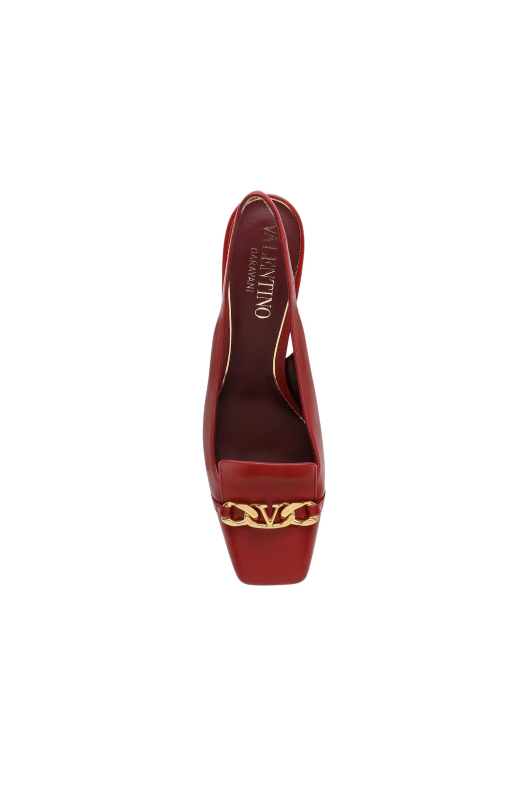 Décolleté Slingback VLogo Chain in Pelle Rossa