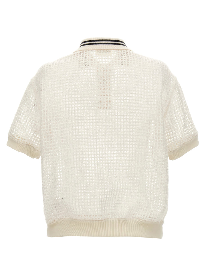 Sequin Knitted  Shirt Polo Bianco