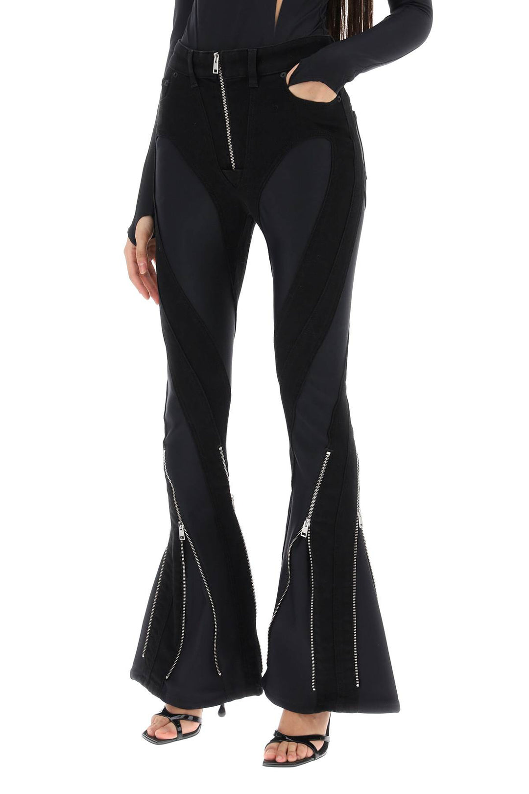 Jeans Con Inserti A Spirale In Jersey - Mugler - Donna