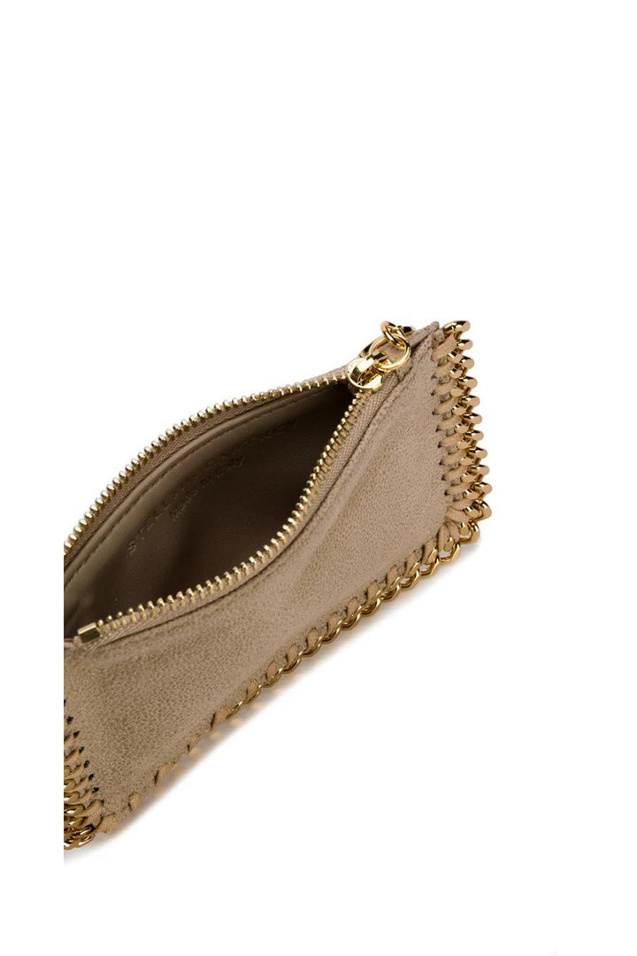 Portacarte Falabella con Zip Beige e Oro