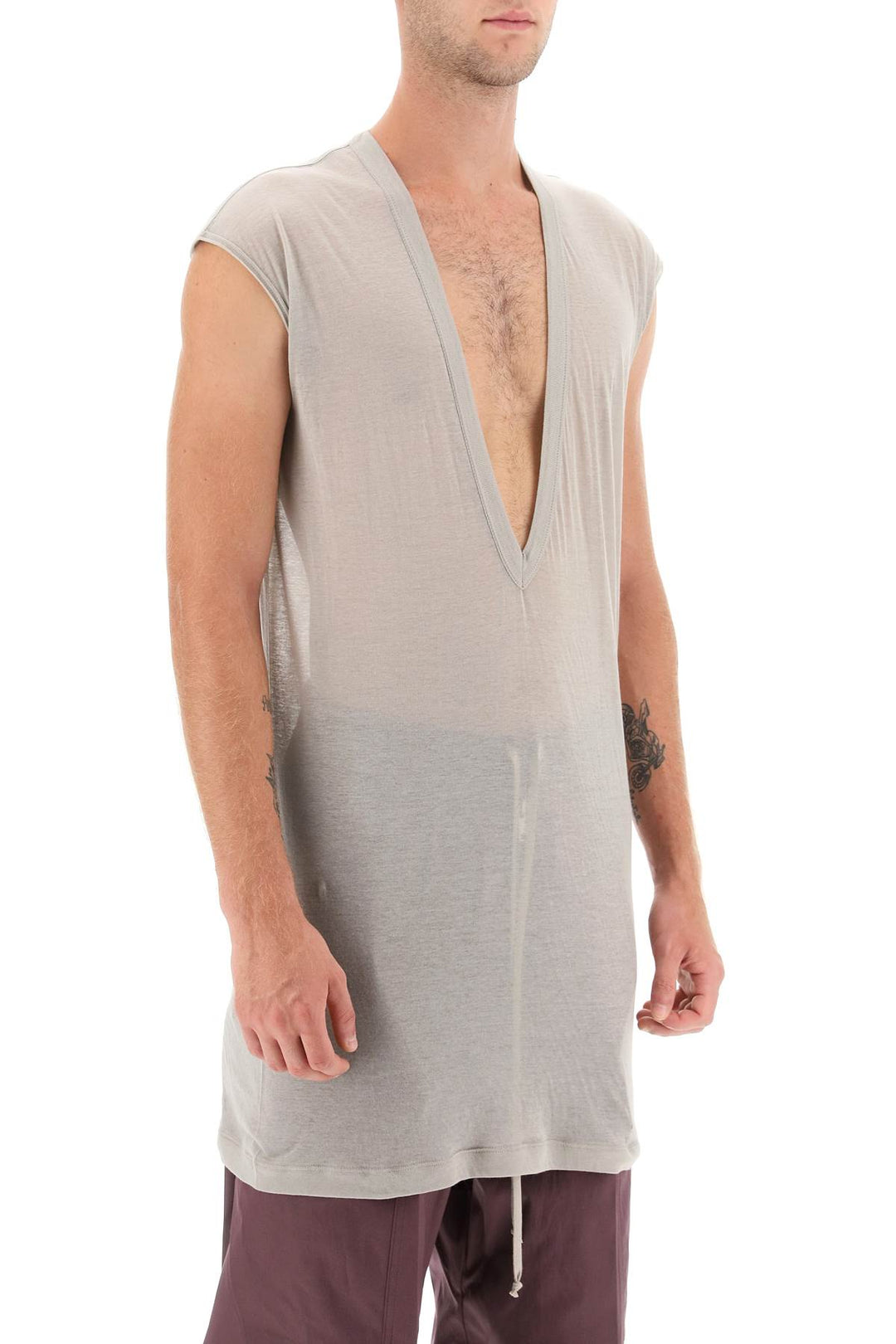 Maxi T Shirt 'Dylan' Con Scollo A V - Rick Owens - Uomo