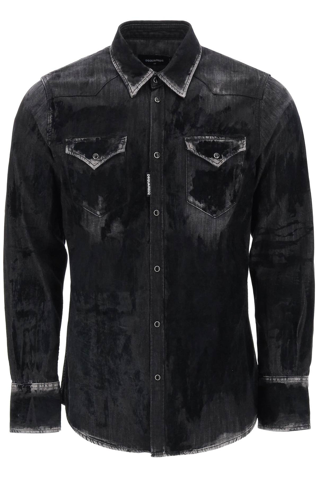 Camicia Western In Denim Floccato - Dsquared2 - Uomo