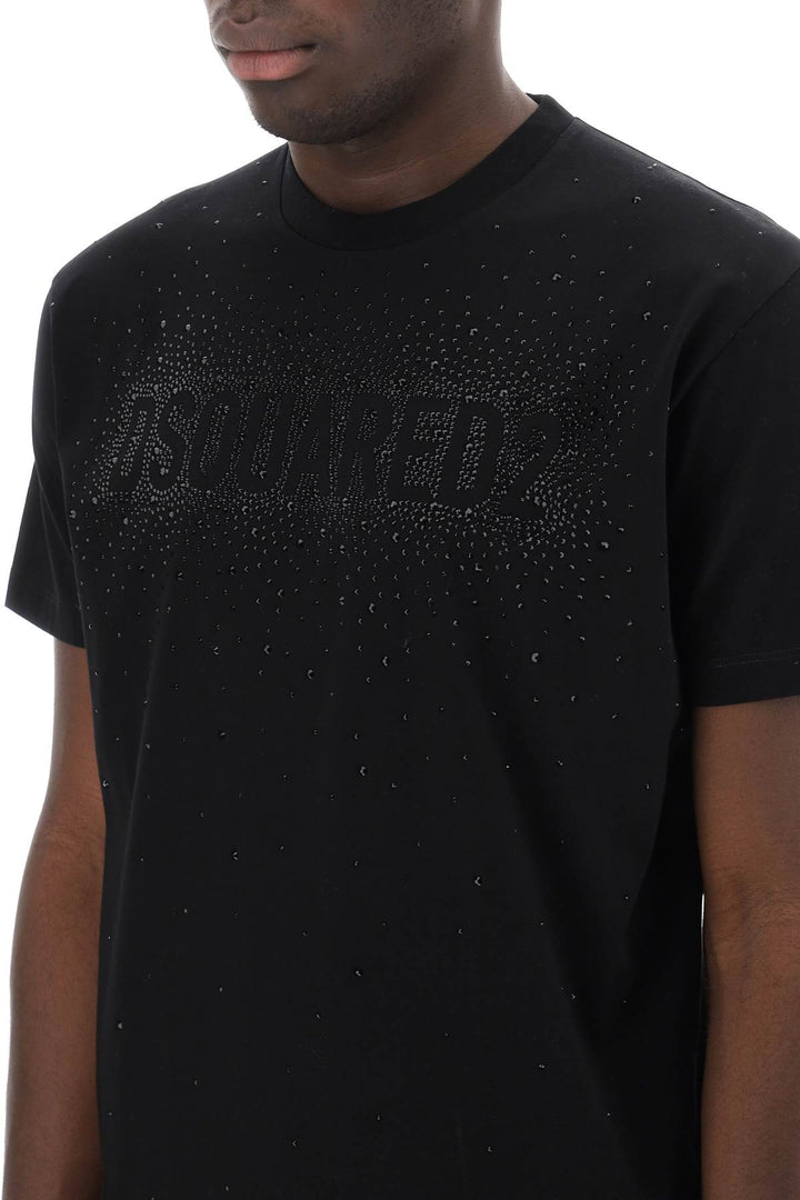T Shirt Cool Fit Con Logo In Strass - Dsquared2 - Uomo