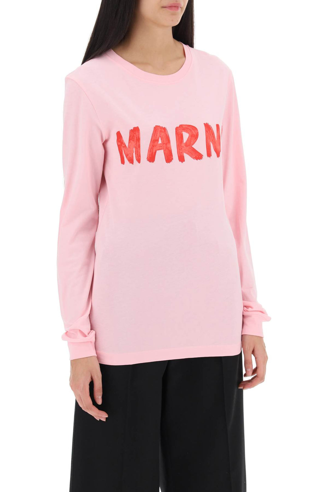 T Shirt Manica Lunga Stampa Logo - Marni - Donna