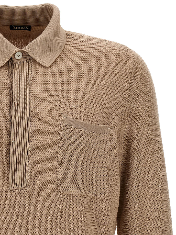 Knitted  Shirt Polo Beige