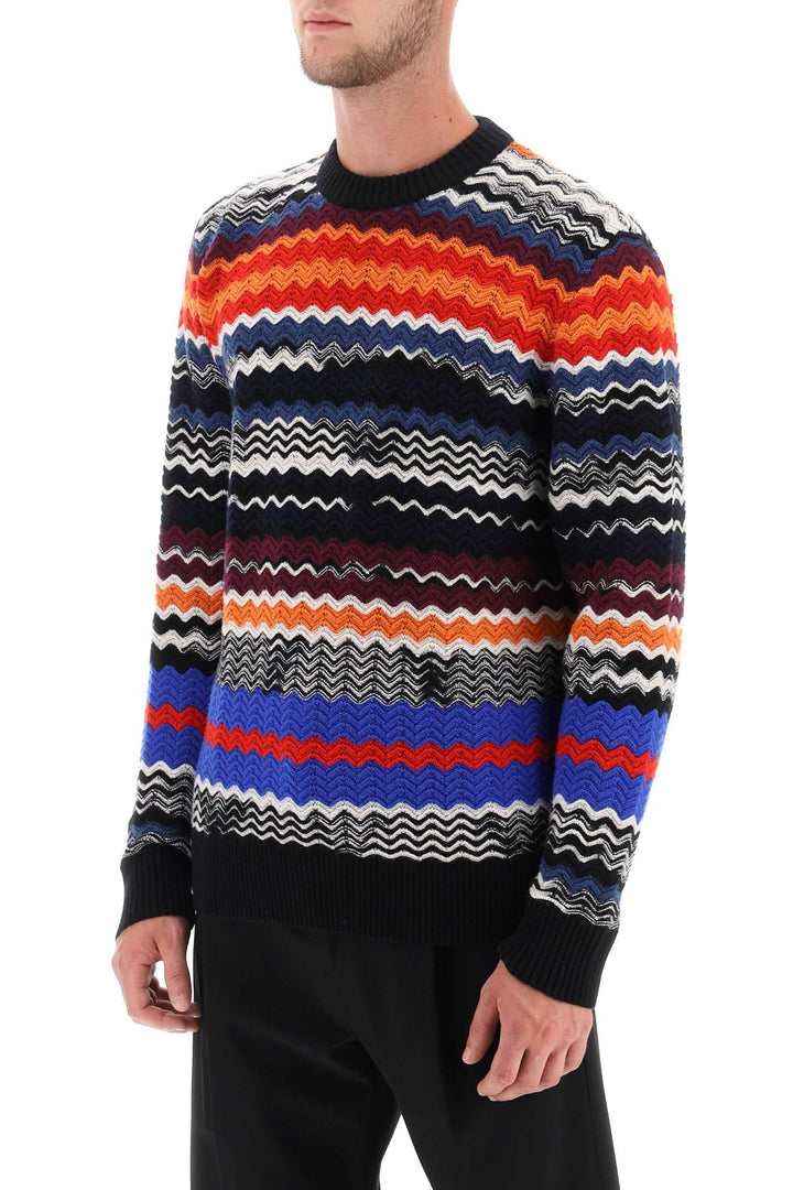 Pullover A Girocollo Con Motivo Chevron Multicolor - Missoni - Uomo