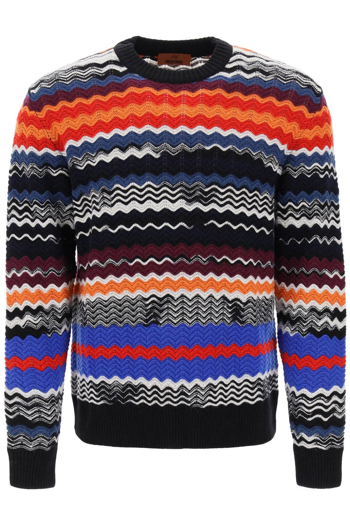 Pullover A Girocollo Con Motivo Chevron Multicolor - Missoni - Uomo