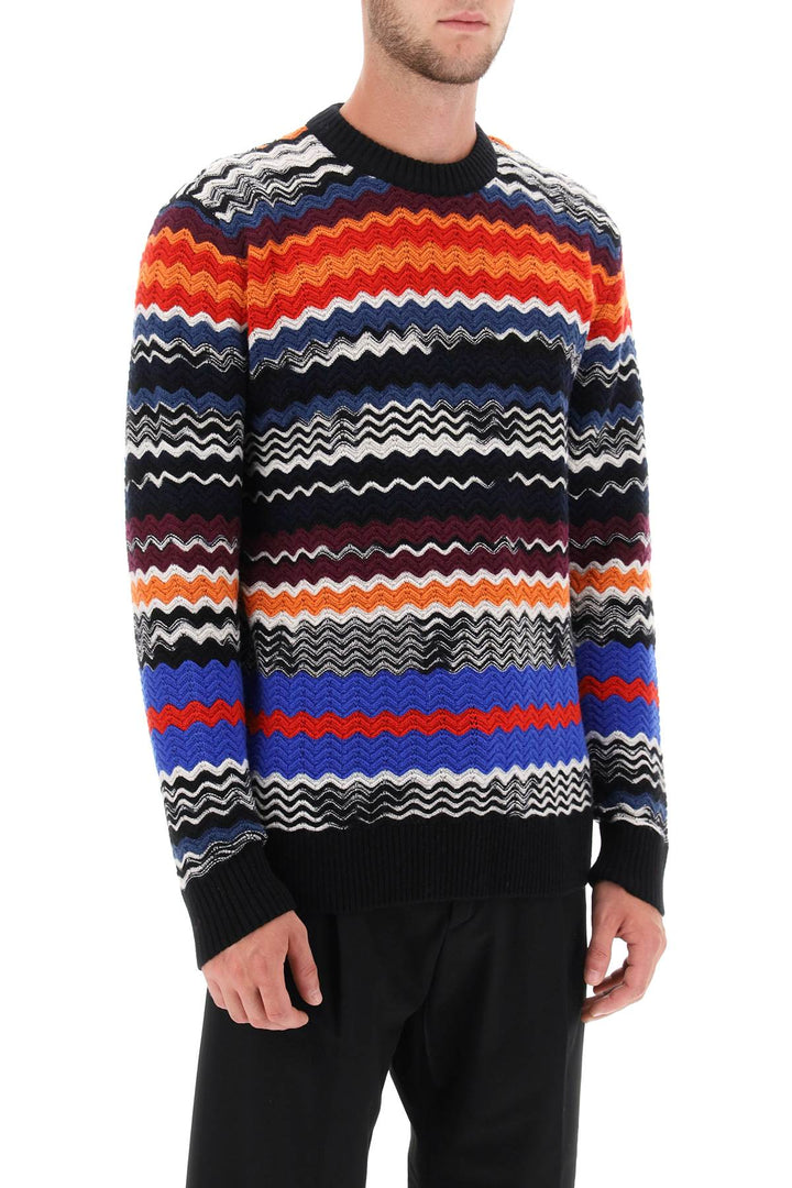 Pullover A Girocollo Con Motivo Chevron Multicolor - Missoni - Uomo